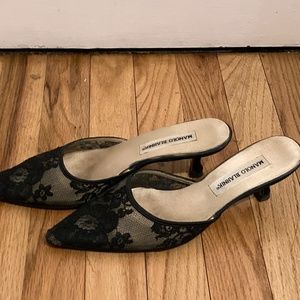 Manolo Blahnik Black Lace Heals